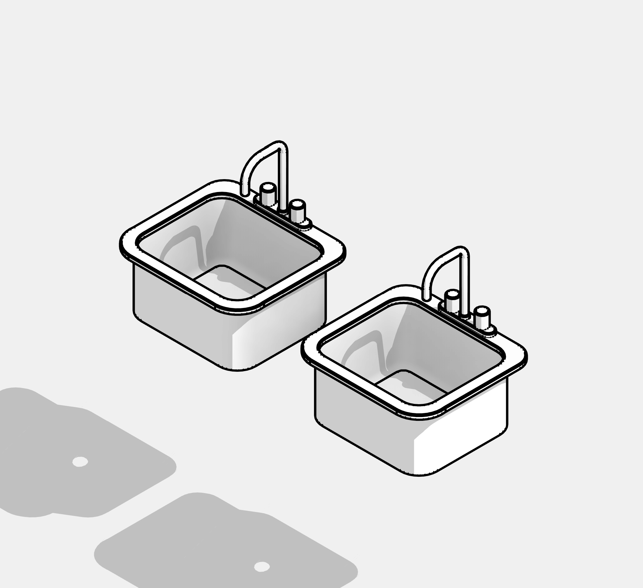 Sink - Vanity Rectangular - Double